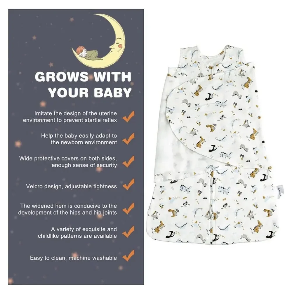 Baby Sleepsack, 100% Cotton Wearable Blanket, Swaddle Dinosaur 3-6 Months New
